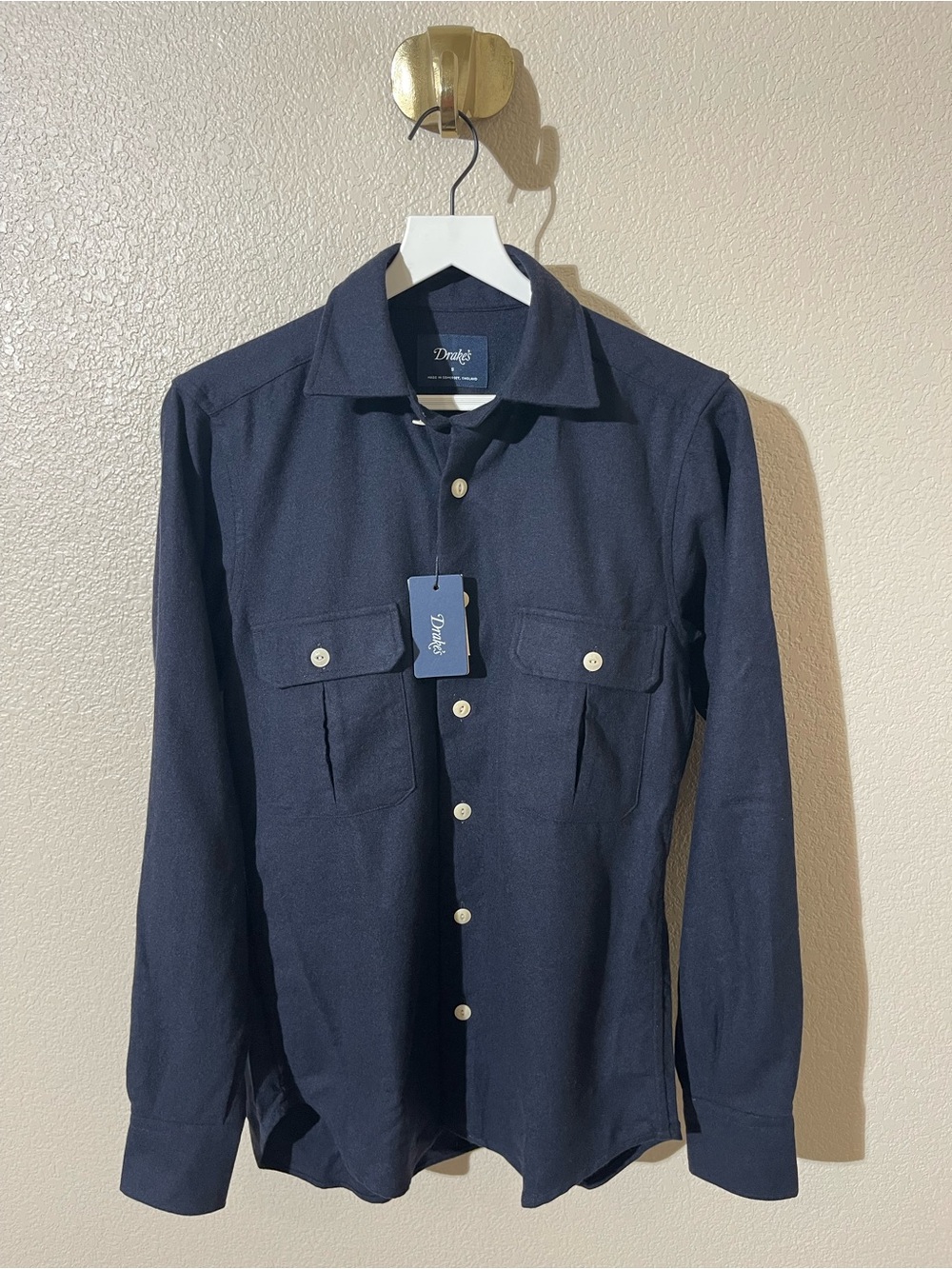 NWT Drake's Navy Two-Pocket Work Long Sleeve Shirt Size Small